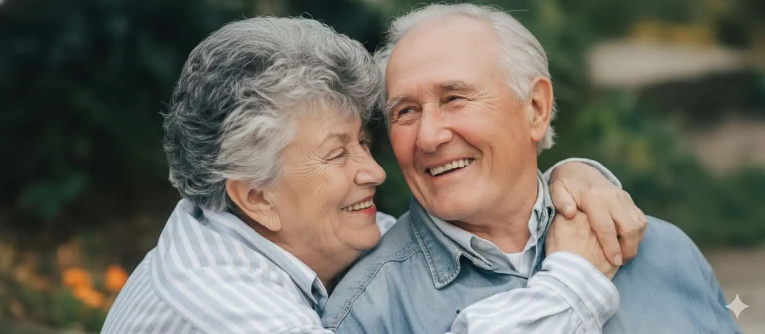 Pareja de ancianos felices